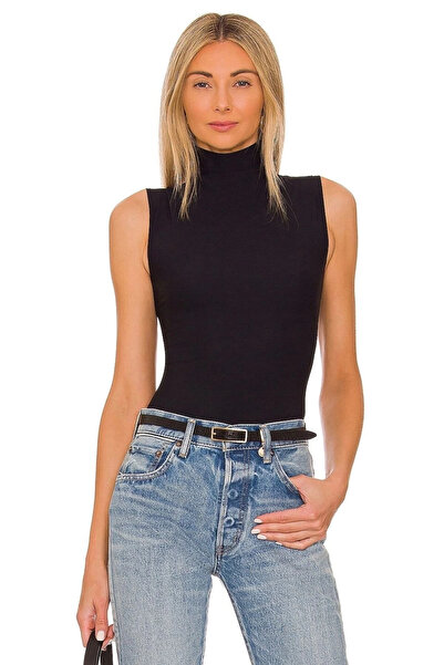 MetuCA Women's Black Double Layer Sandy Half Turtleneck Sleeveless Snap Thong...