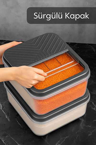 Mim Life 2-Piece Mega Size 16 Lt Sliding Lid Grain Food Storage Container Flo...