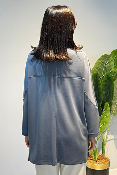 Lale Butik Front Zipper Detail Tunic 10611 Anthracite