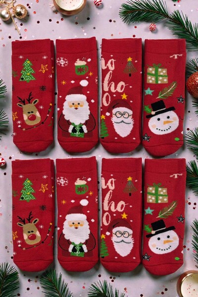 tibo 8 Pairs of Winter Thick Terry Baby & Kids Socks Christmas Socks
