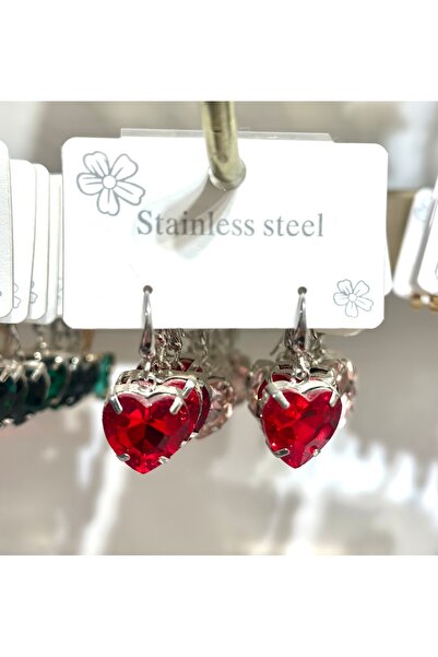 stainles steel STAINLESS STEEL ÇELİL SALLANTILI KRİSTAL TAŞ KALP KÜPE