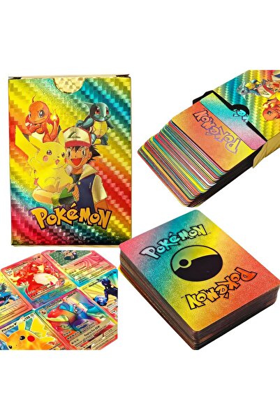 e-life shop Pokemon Vmax Rainbow Gold Black Silver 4-Pack Tcg Card Set 220 Pieces Player & Collector Card Set