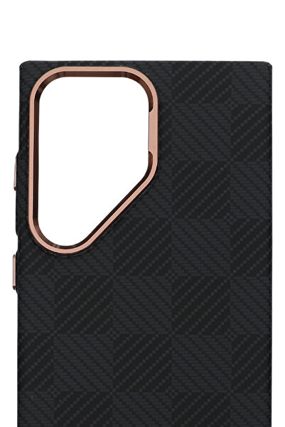 PiyasaSepeti حافظة بيكسل ويف لهاتف جالاكسي إس 25 ألترا بتصميم شبكي ليلي