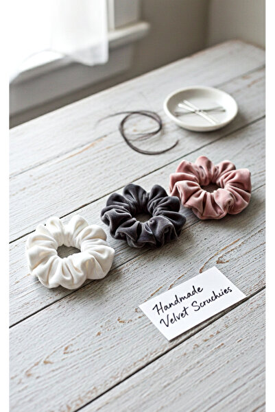 Mufincollection Scrunchie din catifea cu sclipici, 3 bucăți – Agrafă elastică pentru păr, moale și strălucitoare