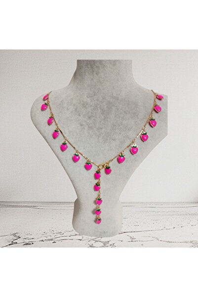 shop Pembe Çilek Detaylı Y Kolye