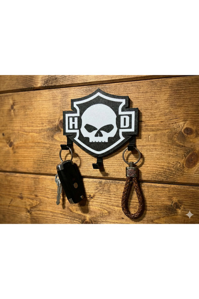uAmor حامل مفاتيح جداري على شكل جمجمة بأسلوب هارلي - تعليقة زخرفية لراكبي الد...