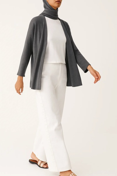 MayaCloset Women's Knitwear Gray Sand dune Cardigan