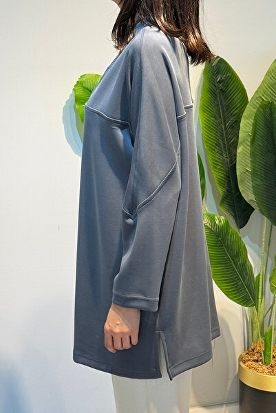 Lale Butik Front Zipper Detail Tunic 10611 Anthracite