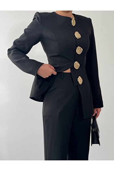 Julidress Large Gold Button Jacket and Pants Premium Design Set