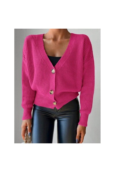 vuvutasarım New Season Long Sleeve Button Detailed Women's Knitwear Cardigan Js2008