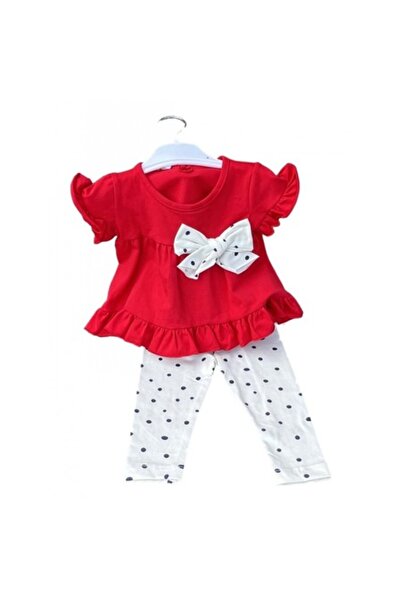 OEM Girls' set - short-sleeve red top and white polka-dot pants, 18 months