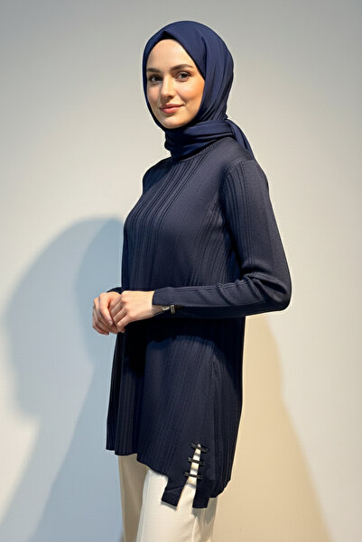 REMSA Πλεκτό κοτλέ με λεπτομέρεια αξεσουάρ Tunik 35041 Navy Blue