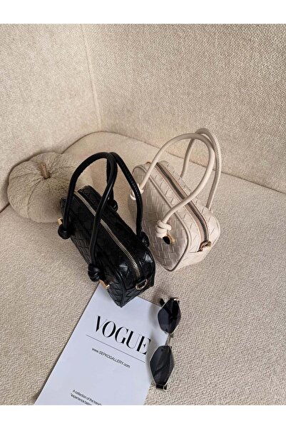 Cersei Botte Knitted Patterned Black Mini Hand, Arm and Shoulder Bag