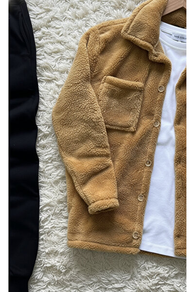 Fifty Color Trend, Men'S, Tan, Teddy Sherpa, Plush, Fleece, Jacket, Black, Jogger Sweatpants
