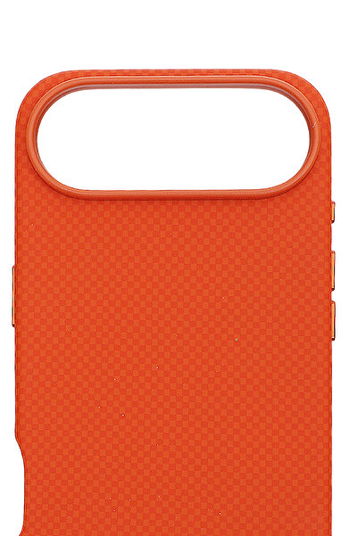 PiyasaSepeti غطاء كربون ويف ماجسيف لهاتف آيفون 17 إير ريسينغ برتقالي