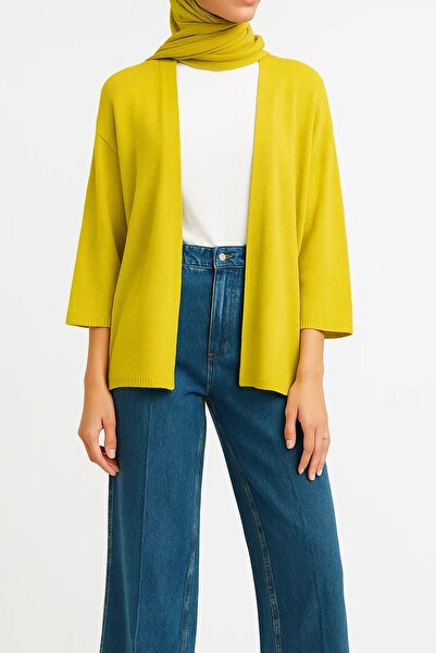 MayaCloset Women's Knitwear Yellow Sand dune Cardigan