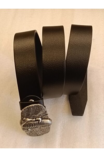 Butik Tülin Unisex Authentic Genuine Cowhide Leather Black Silver Elephant He...