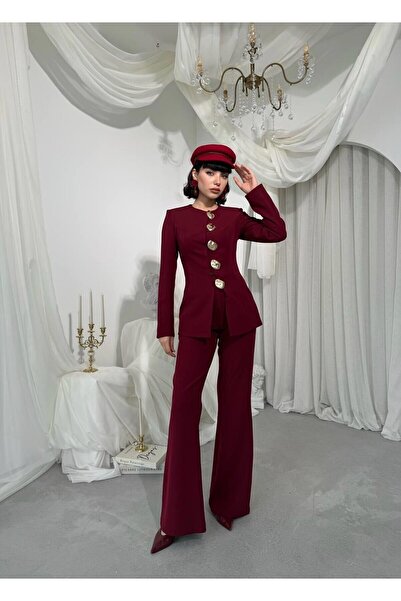 Julidress Large Gold Button Jacket and Pants Premium Design Set