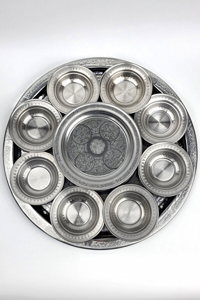 Binbir Trend Chrome Steel 42 cm Breakfast Serving Set – 10 Pieces