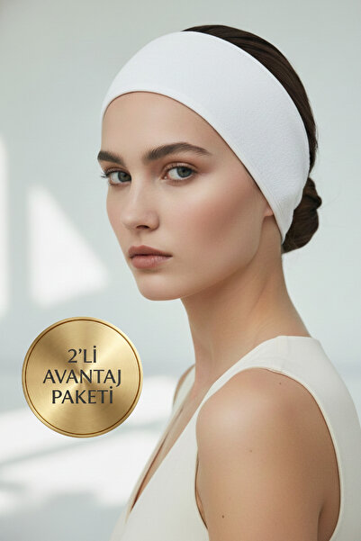 Salvia Dione 2-Piece Towel Headband Set - Premium Soft Cotton Non-Slip Spa Makeup Mask Skincare Headband (White)