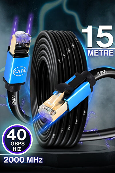 MN6 M111Xf 15 Meter Cat8 Cable/40Gbps Hiz-26 Awg/S-Ftp-2000Mhz/15 m Cat8 Ethernet Cable