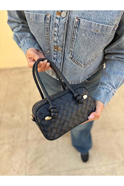 Cersei Botte Knitted Patterned Black Mini Hand, Arm and Shoulder Bag