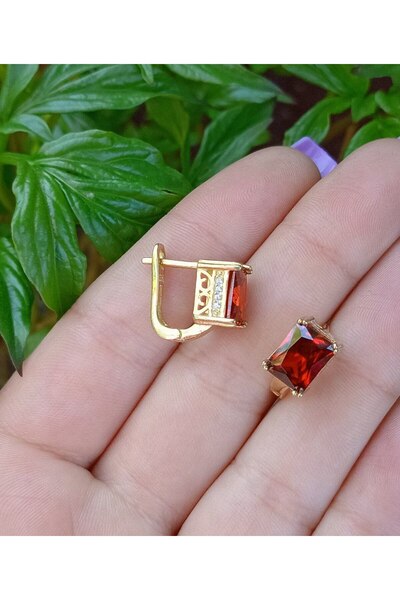 IAMIRA Silver earrings with red stone