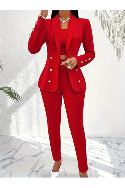 Buticul Blue Complete 3 Piece Premium Outfit Top, Jacket and Pants