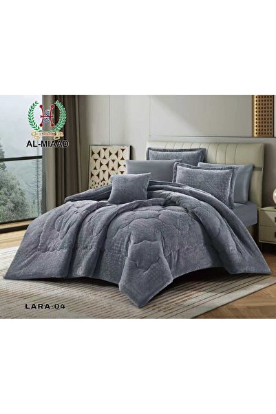 Greenko LARA Winter Double Bed Set, 7 Pieces, Velvet Patterned with Fur