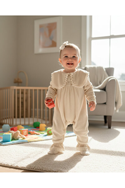 Çarşı Kids Waffle Kumaşlı Dantelli Kız Tulum