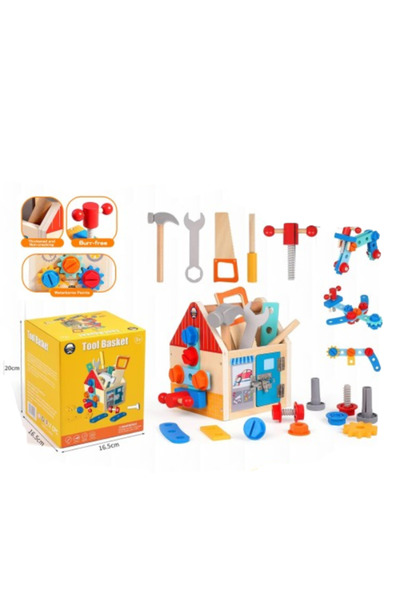 Other Little Engineer Toy – Wooden House Construction Set with Tool Basket