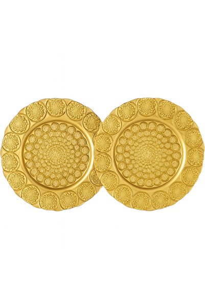 Byblos Set of 2 serving dishes ✨ Luxurious gold-patterned glass serving dish – multi-purpose for desserts and chocolates (32 cm - 3 cm deep) ✨