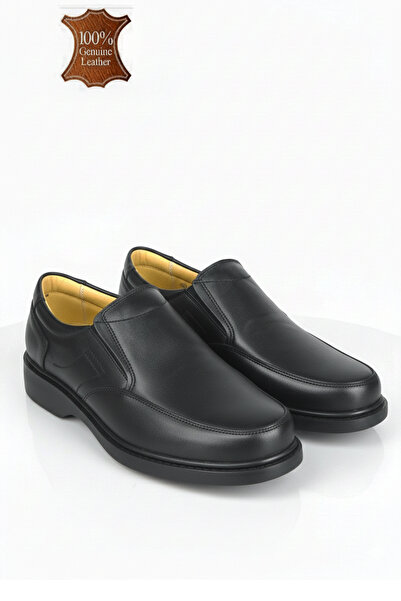 Wallerjon Men's Genuine Leather Wide Fit Comfortable Orthopedic Laceless Flexible Elastic Dad Shoes