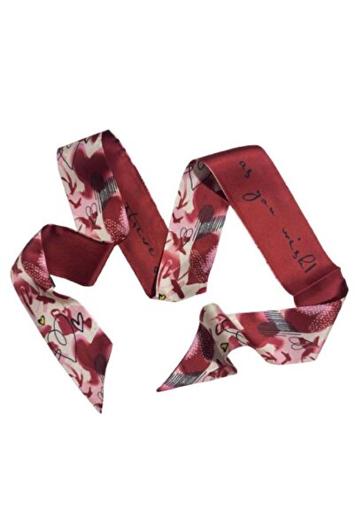 OMG Natural silk scarf, floral print, red, 6x125 cm