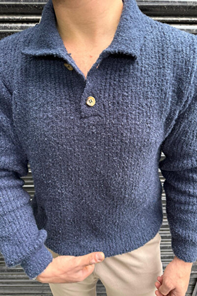 sunfyre Men's Poplin Fabric Polo Neck Knitwear Sweater