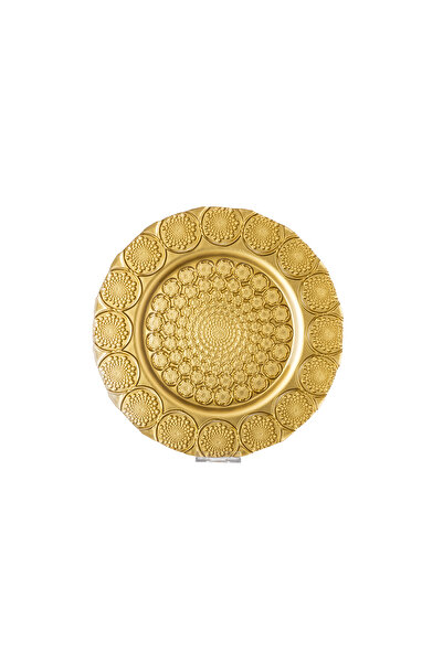 Byblos ✨Glass serving dish with luxurious gold patterns – multi-purpose for desserts, chocolates, and fruits (32 cm - 3 cm deep)✨