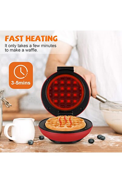 CROWNFUL Mini Waffle Maker, 4 Inch Chaffle Maker (Red)