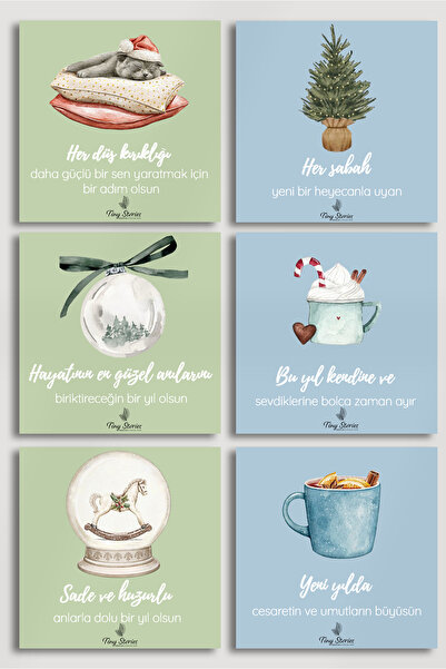 tinystoriestr 6'lı Yılbaşı Motto Kartı Seti/ Kartpostal