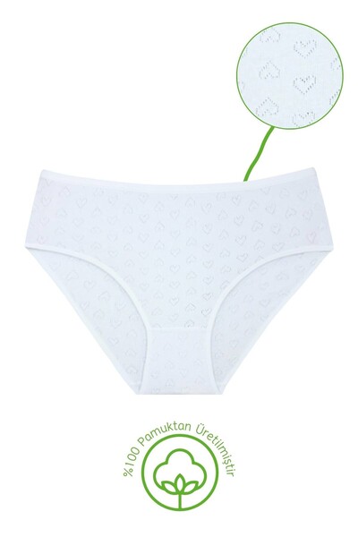 Newlilla 10-Pack High-Waisted 100% Cotton Bato Panties - Comfortable Cut Underwear with Heart Pattern
