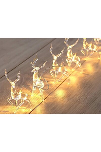 WTO Garland of 10 decorated transparent reindeer, illuminated with warm white light, WTO®, 10 LEDs, 170cm