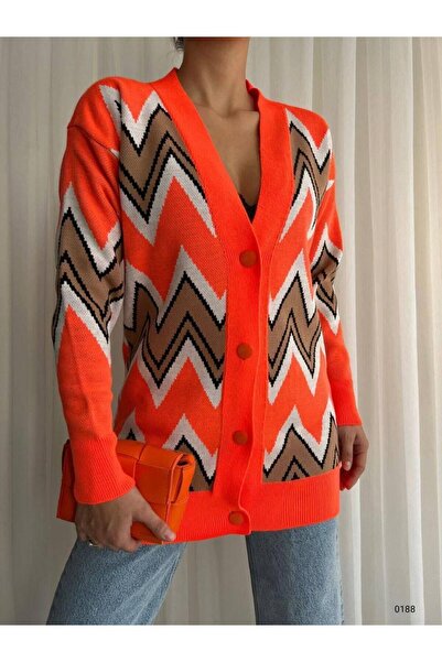 Modafeminen Knitwear Cardigan Tr0188Orange