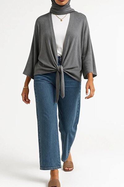 MayaCloset Women's Knitwear Gray Muse Cardigan