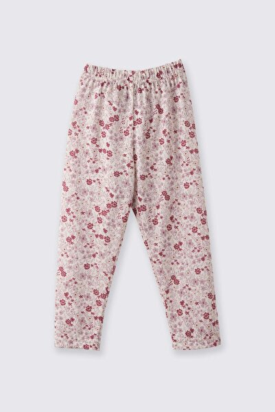 Panço Floral Patterned Ecru Girls' Leggings 2521Gb12013