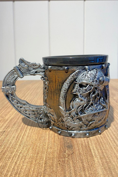 Kingdom of 3D Viking Horn Mug Hand Painted Ceramic & Polyester Mug