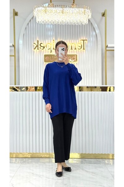 Nefise Soğuk Tuşe Oversize Fitilli Tunik