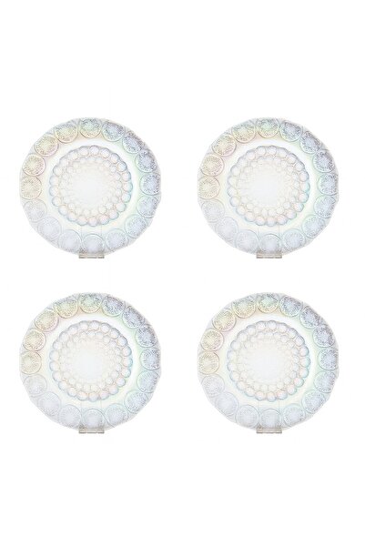 Byblos ✨ Set of 4 luxurious iridescent glass serving dishes – perfect for desserts and fruits (32cm – 3cm deep) ✨