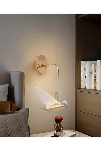 best power Elegant 7155-W Bird-Shaped Dimmable Gold LED Wall Lamp with 3-Level Brightness Control
