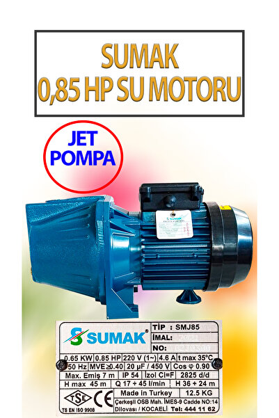 Sumak 0,85 HP 0,65 KW Su Motoru 220 Volt 4,6 Amper
