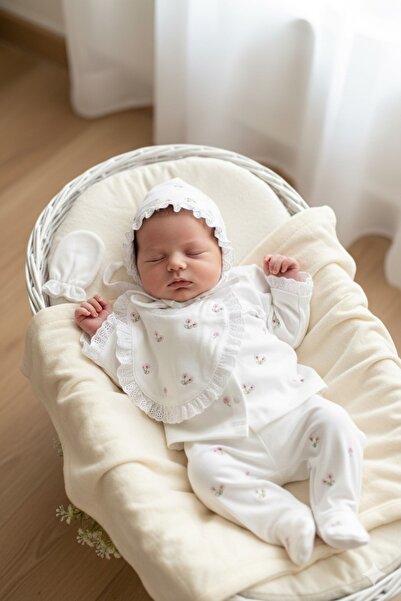 Gaye Bebe Kız Bebek Pamuklu 5li Hastane Çıkış Seti - 0-3 AY