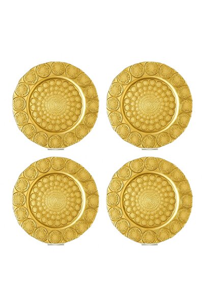 Byblos Set of 4 serving dishes ✨ Luxurious gold-patterned glass serving dishes – multi-purpose for desserts and chocolates (32 cm - 3 cm deep) ✨